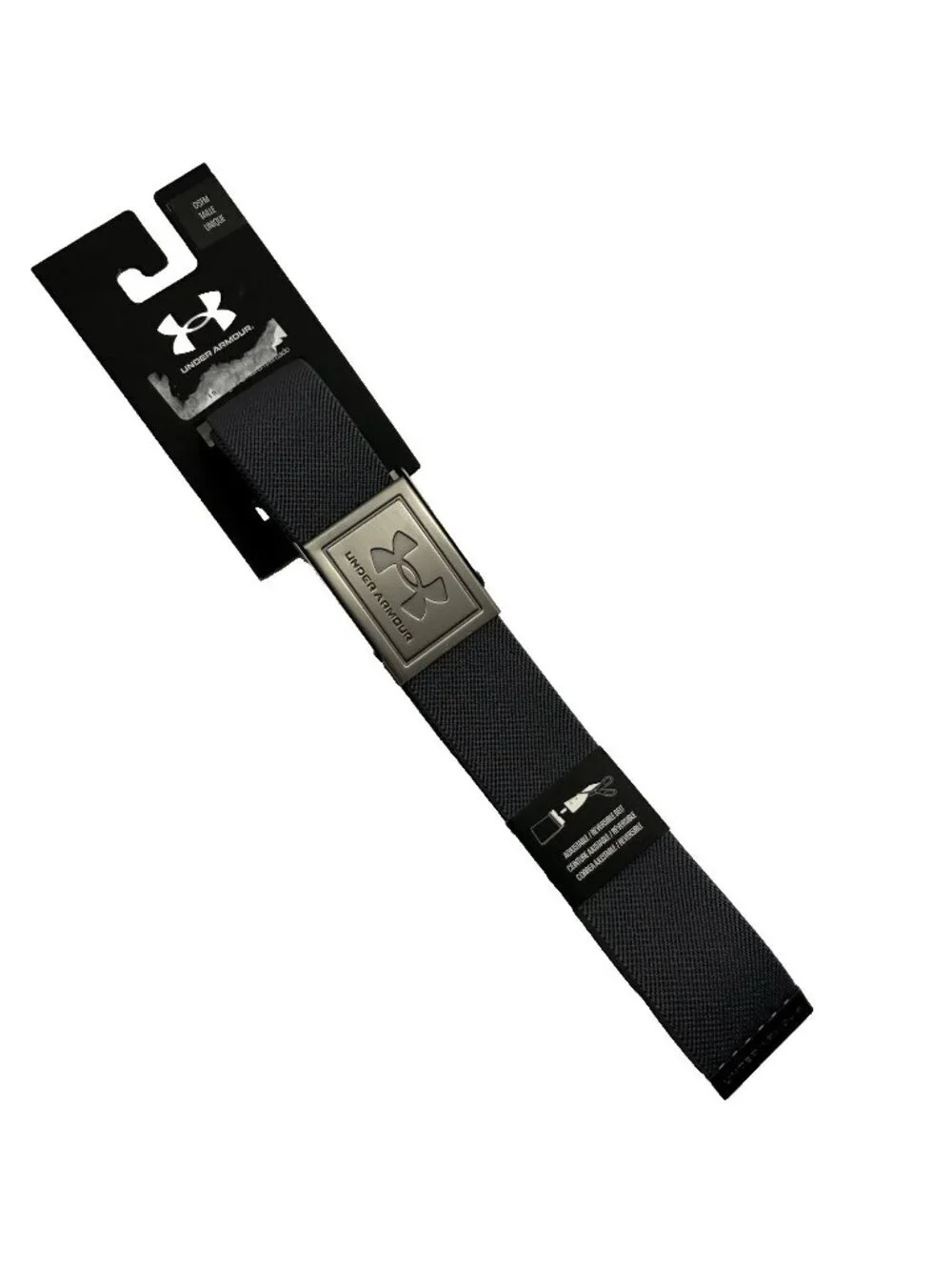Under Armour Golf Adjustable Web Belt Black Silver Logo Buckle Mens New